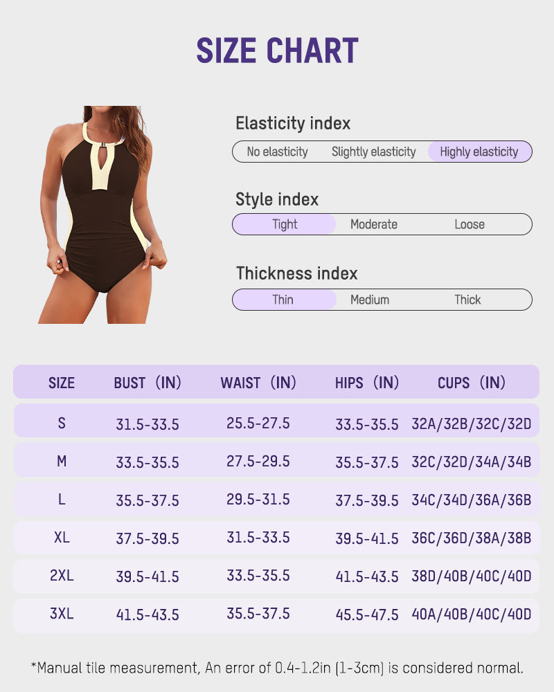 Women's Full Coverage Retro Color Block Swimwear
