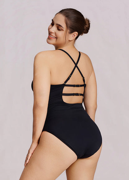 Women's Sculpting Ruched Cross-Front One-Piece Swimsuit
