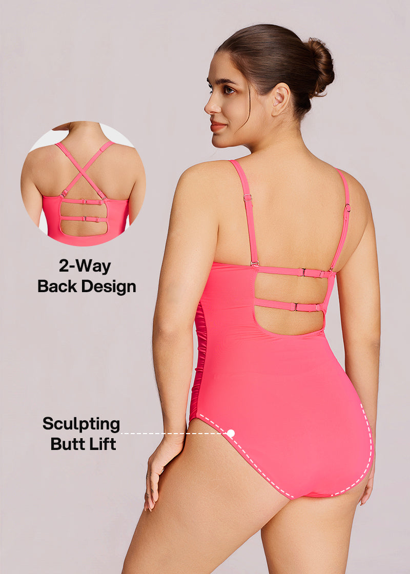 Women's Sculpting Ruched Cross-Front One-Piece Swimsuit