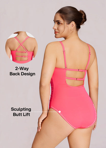 Women's Sculpting Ruched Cross-Front One-Piece Swimsuit