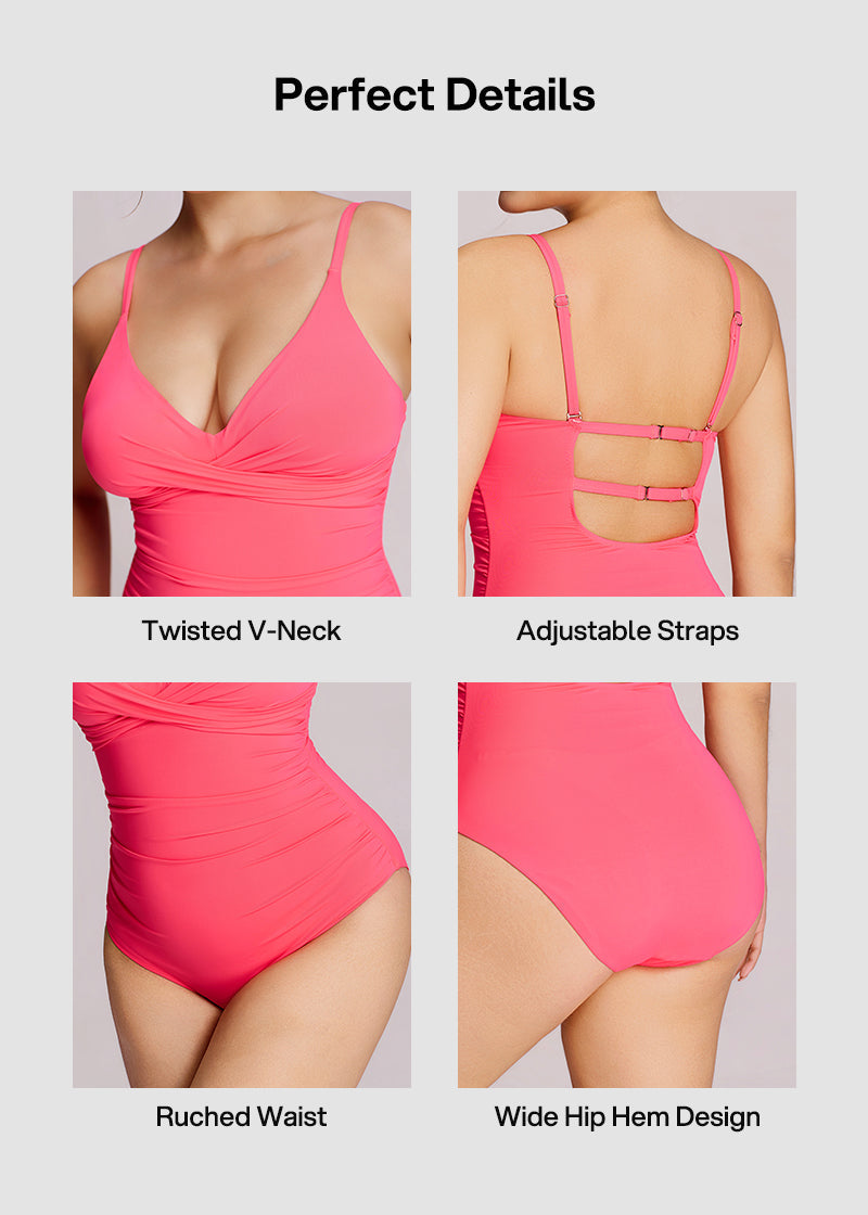 Women's Sculpting Ruched Cross-Front One-Piece Swimsuit