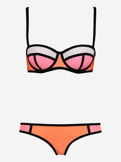 Women's Contrast Trim Geometric Bikini Set