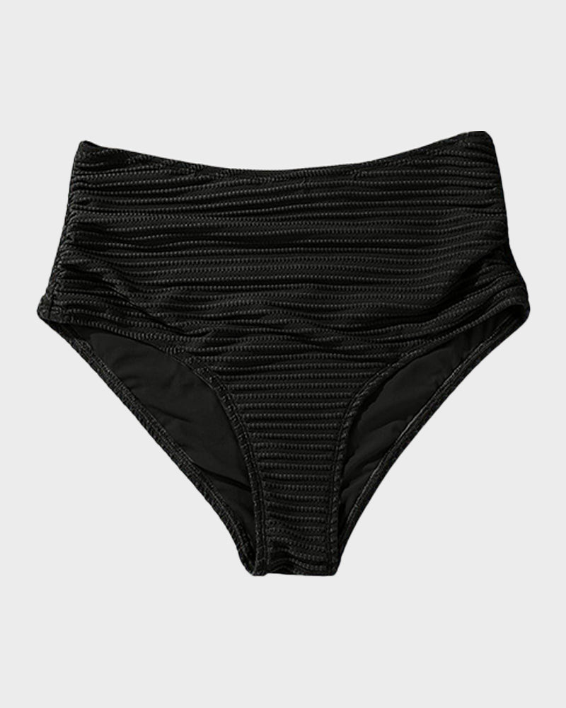Women's Textured Ribbed Knot Front High Waist Bikini Set Two Piece