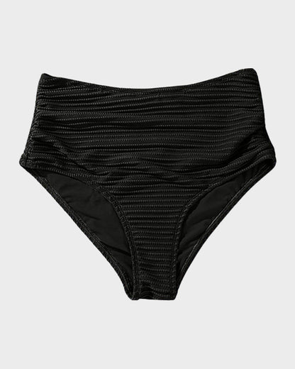 Women's Textured Ribbed Knot Front High Waist Bikini Set Two Piece