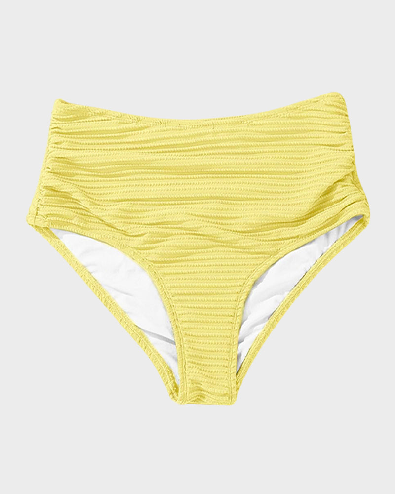 Women's Textured Ribbed Knot Front High Waist Bikini Set Two Piece