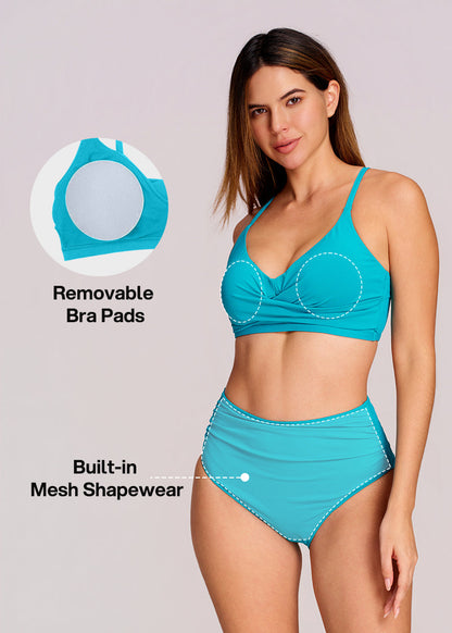 Women's Ruched Tummy Control Bikini Set
