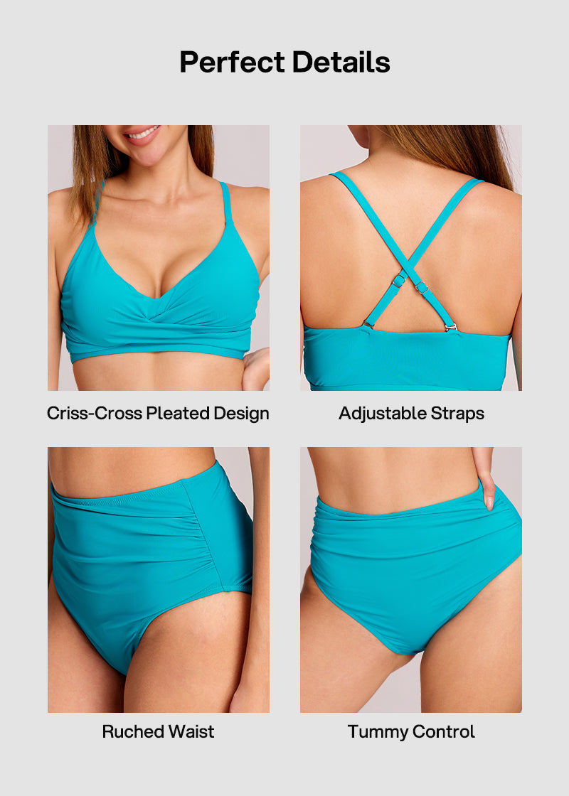 Women's Ruched Tummy Control Bikini Set