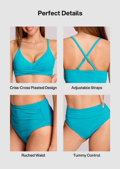 Women's Ruched Tummy Control Bikini Set