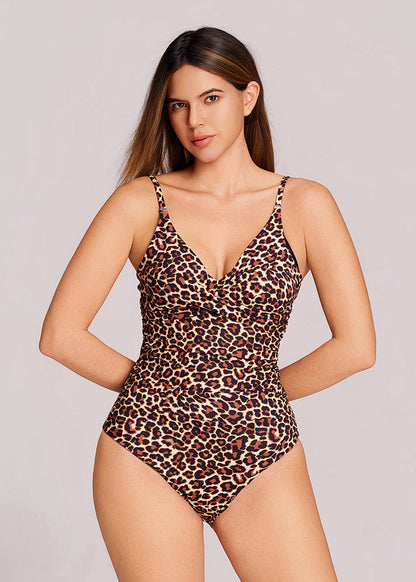Women's Sculpting Ruched Cross-Front One-Piece Swimsuit