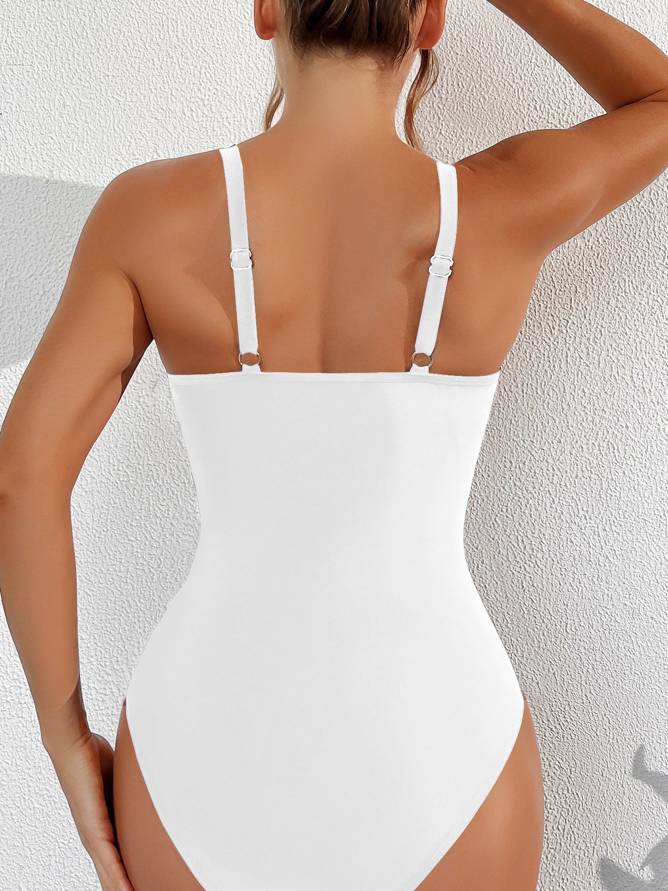 Women Plus Size One Piece Swimsuit V Neck Mesh Sheer Tummy Control