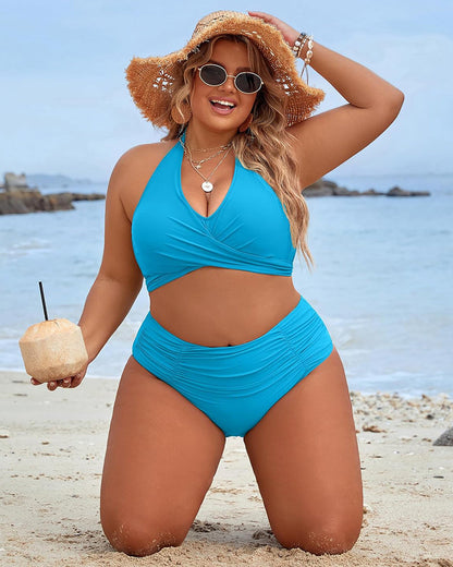 Women's Tummy Control Bathing Suits Modest High Waisted Bikini Sets