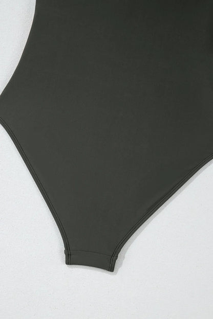 Women's Color Block Padded Square Neck One Piece Swimsuit Tummy Tummy