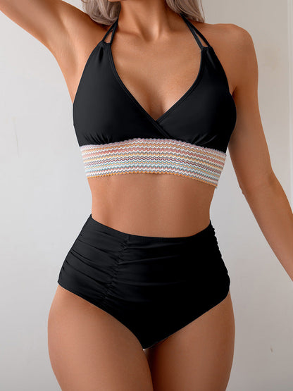 Women's Two Piece High Waisted Bikini Sets Tummy Control Color Block