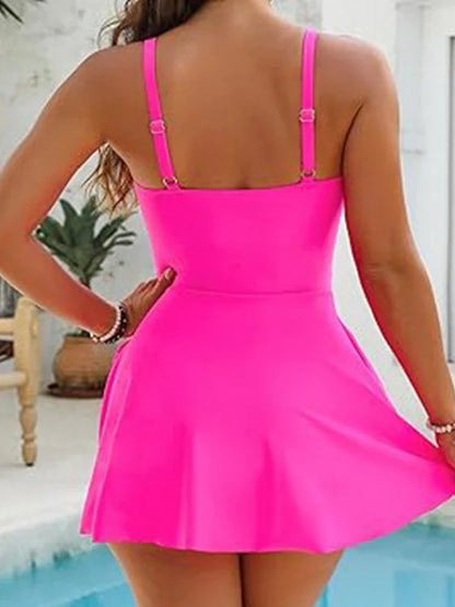 Womens One Piece Swimsuit Tummy Control Bathing Suit Criss Cross Front Swim Dress Beach Skirt