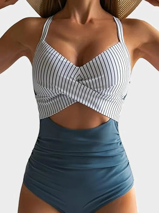 Women's Ribbed Cutout-Front Shaping Swimsuit