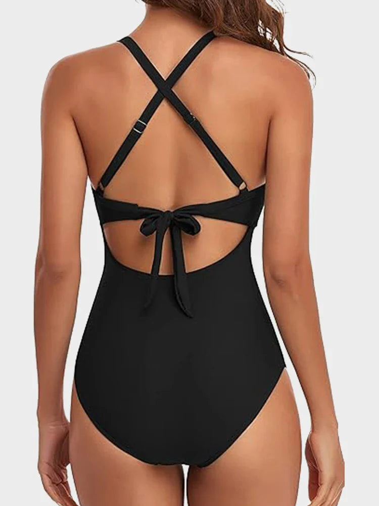 Women's Ribbed Cutout-Front Shaping Swimsuit