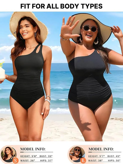 Women's One-Shoulder Tummy Control One-Piece Swimsuit