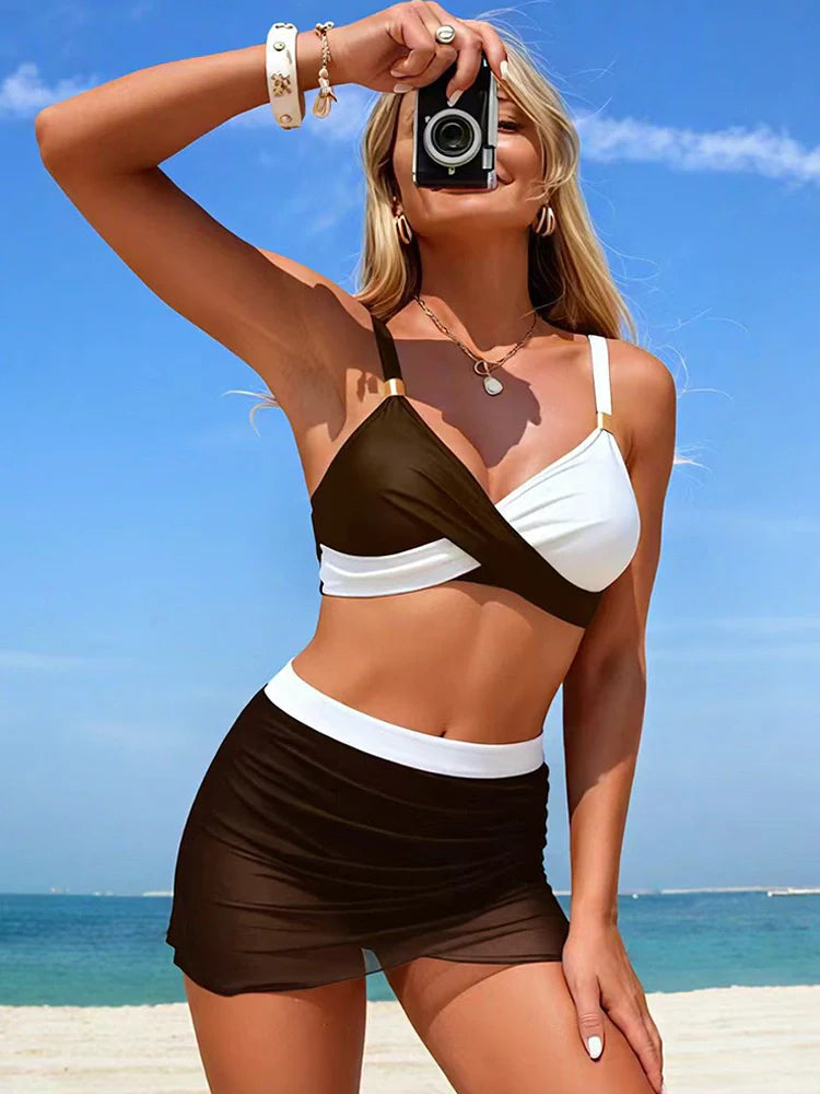 Women's Adjustable Strap Bikini Set - Wire-Free Padded 2-Piece with
