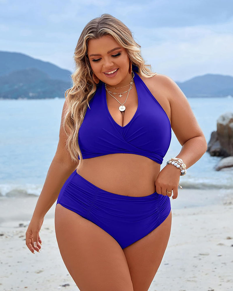 Women's Tummy Control Bathing Suits Modest High Waisted Bikini Sets