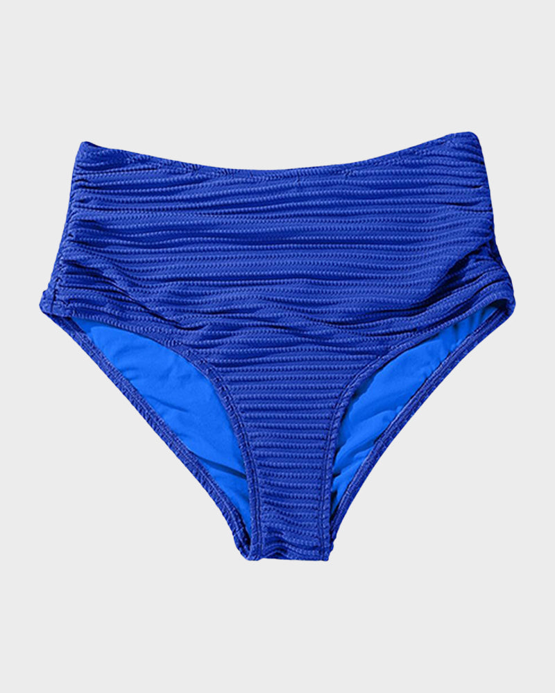 Women's Textured Ribbed Knot Front High Waist Bikini Set Two Piece