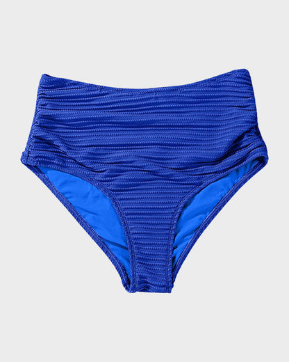 Women's Textured Ribbed Knot Front High Waist Bikini Set Two Piece