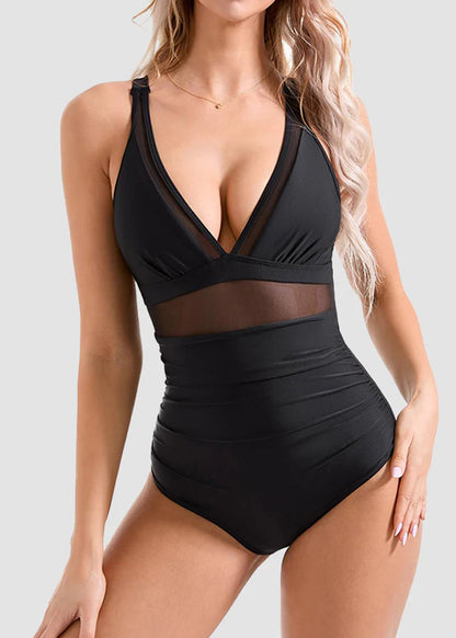 Women's Sexy Mesh Tummy Control One Piece Swimsuit