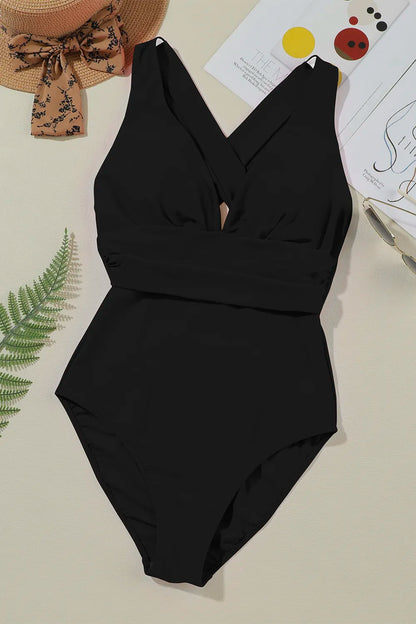 Women's Crisscross Wide Strap One-Piece Swimwear Tummy Control