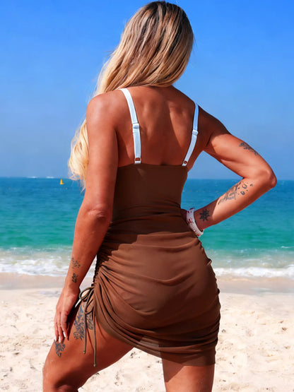 Women's Color Block Cutout One-Piece Swimsuit Tummy Control