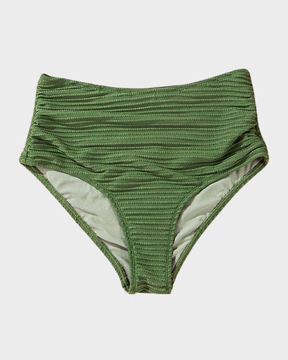 Women's Textured Ribbed Knot Front High Waist Bikini Set Two Piece