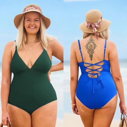 Women's V Neck Sculpting Tummy Control One Pieces Swimsuit