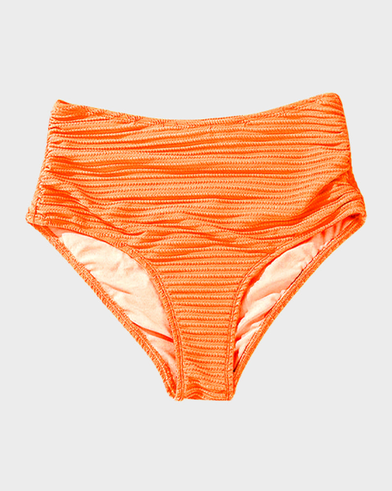 Women's Textured Ribbed Knot Front High Waist Bikini Set Two Piece