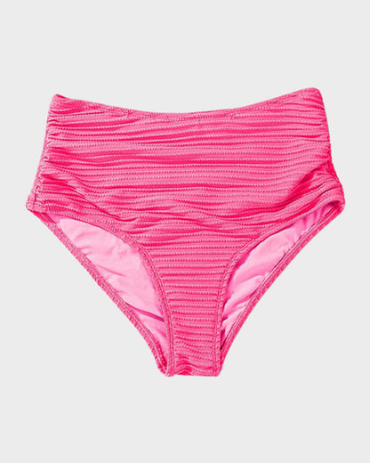 Women's Textured Ribbed Knot Front High Waist Bikini Set Two Piece