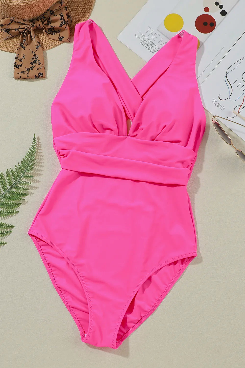 Women's Crisscross Wide Strap One-Piece Swimwear Tummy Control