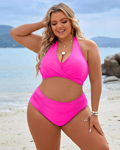 Women's Tummy Control Bathing Suits Modest High Waisted Bikini Sets