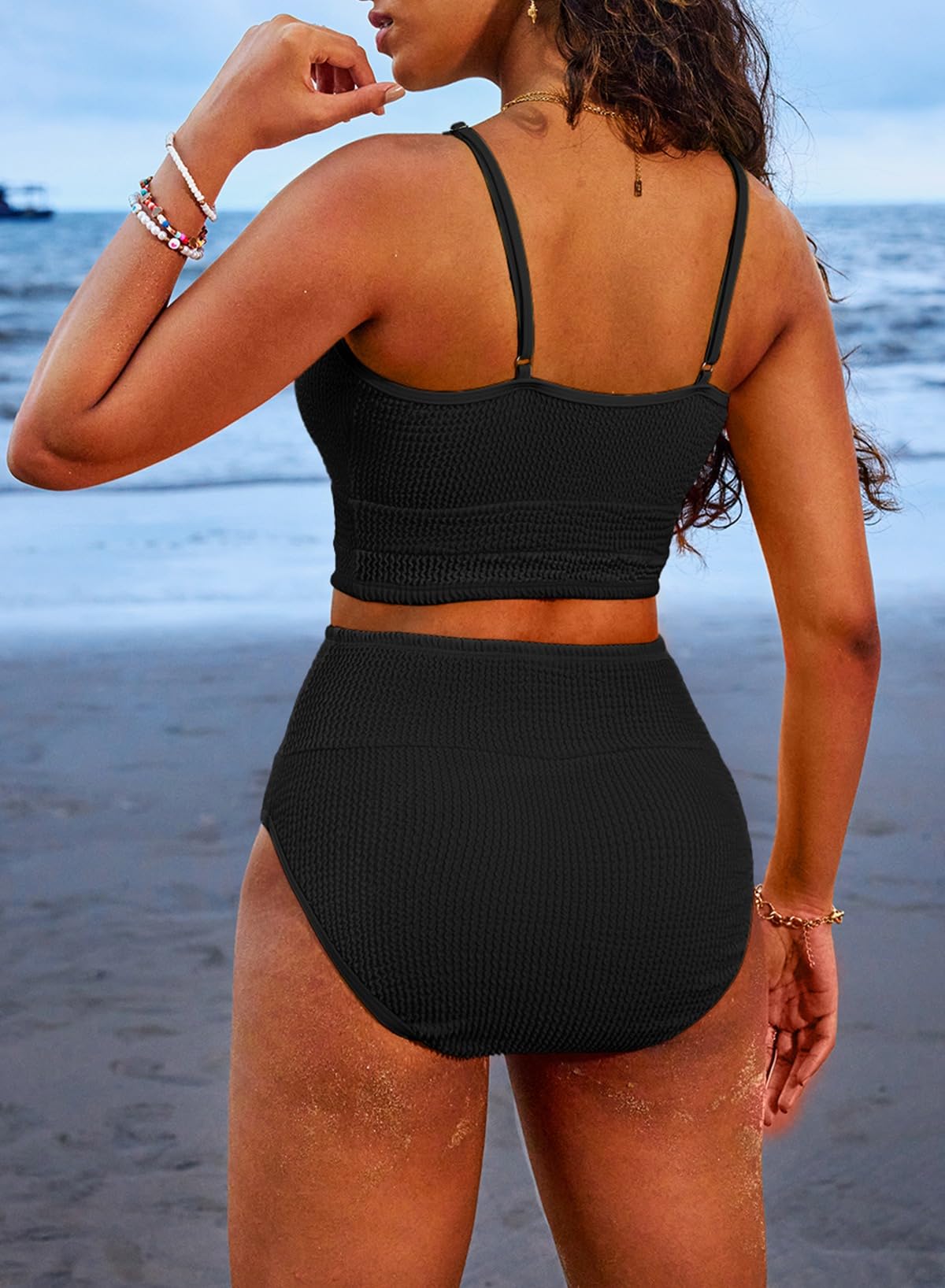 Women's 2 Piece Bikini Set High Waisted Color Block Swimsuit Beach