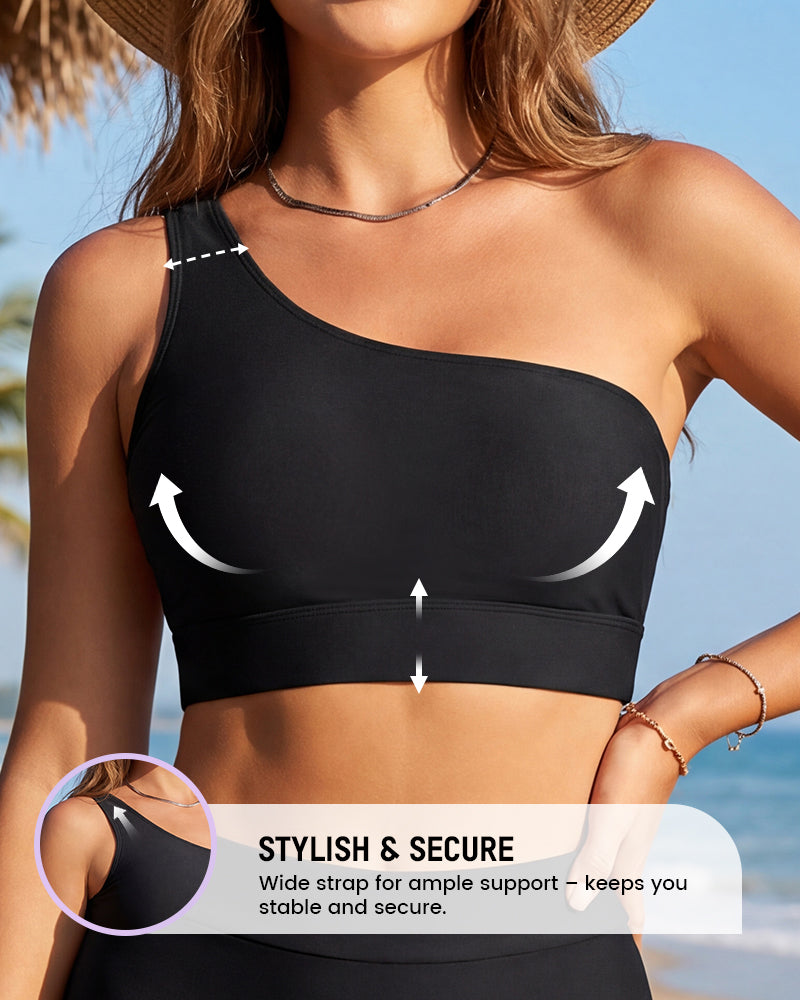 Women's High-Waist One-Shoulder Tummy Control Bikini Set