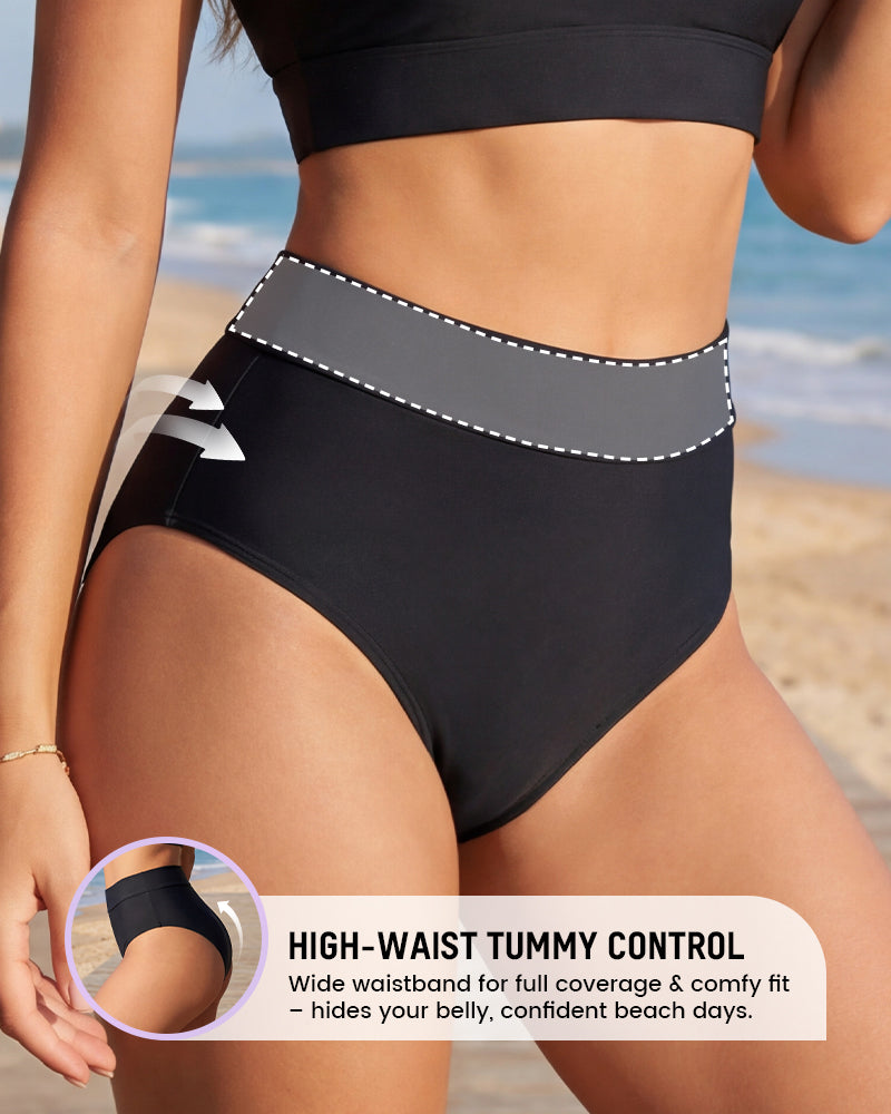 Women's High-Waist One-Shoulder Tummy Control Bikini Set