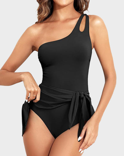 Women's One-Shoulder Tummy Control Swim Dress