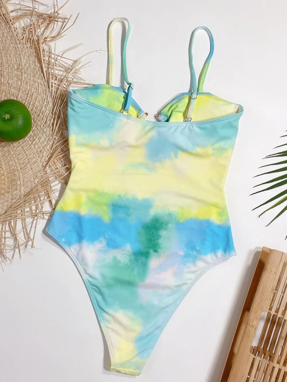Women's Cutout Tie-Dye Spaghetti Strap One-Piece Swimwear Tummy Tummy