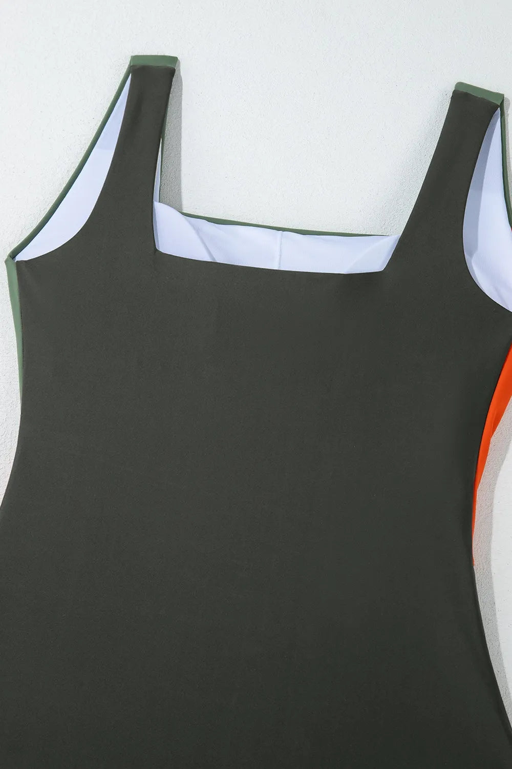 Women's Color Block Padded Square Neck One Piece Swimsuit Tummy Tummy