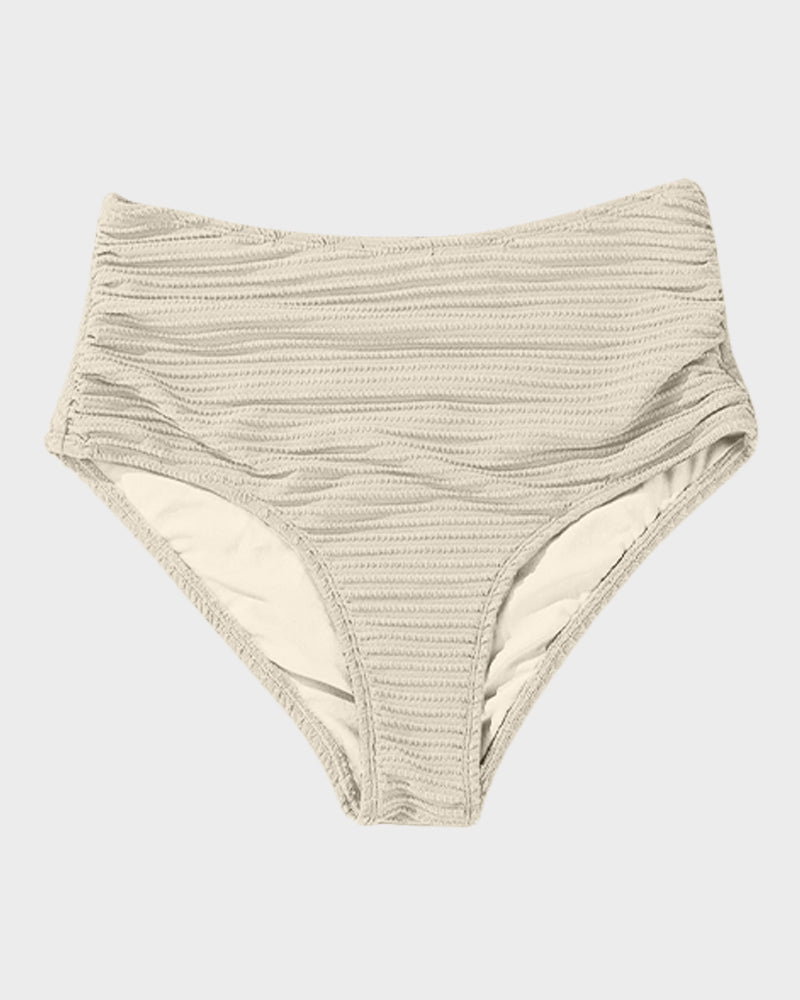 Women's Textured Ribbed Knot Front High Waist Bikini Set Two Piece