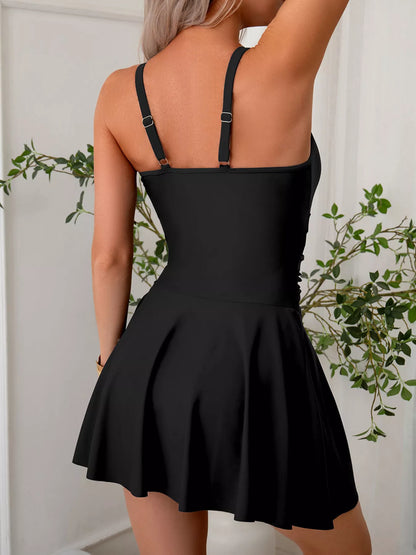 Women's Mesh Panel Scoop Neck One-Piece Swimsuit Tummy Control
