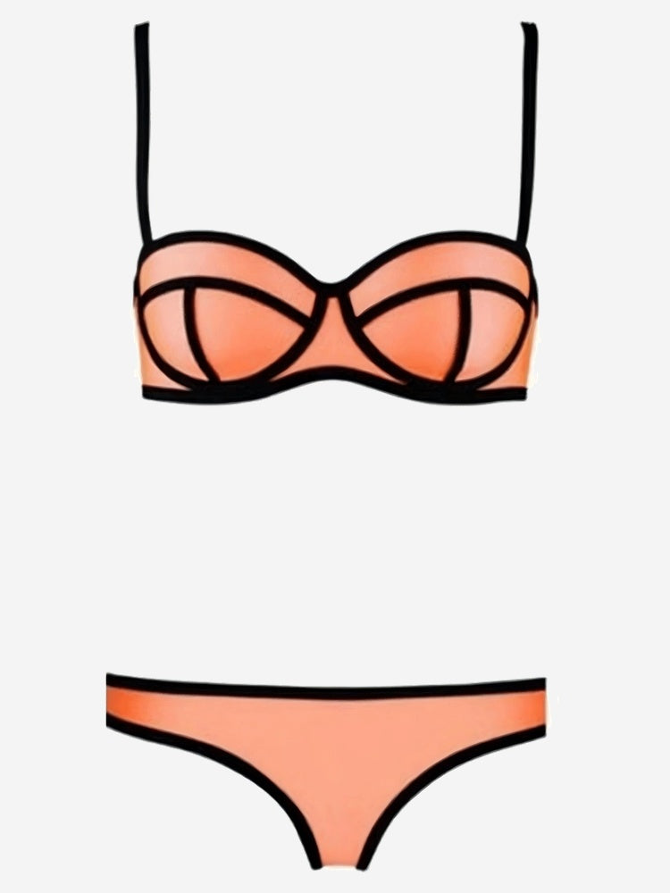 Women's Contrast Trim Geometric Bikini Set