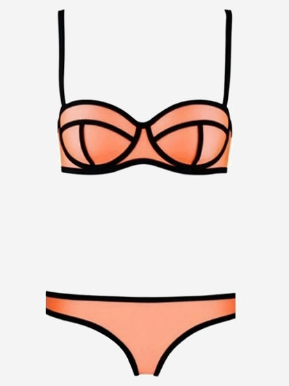 Women's Contrast Trim Geometric Bikini Set